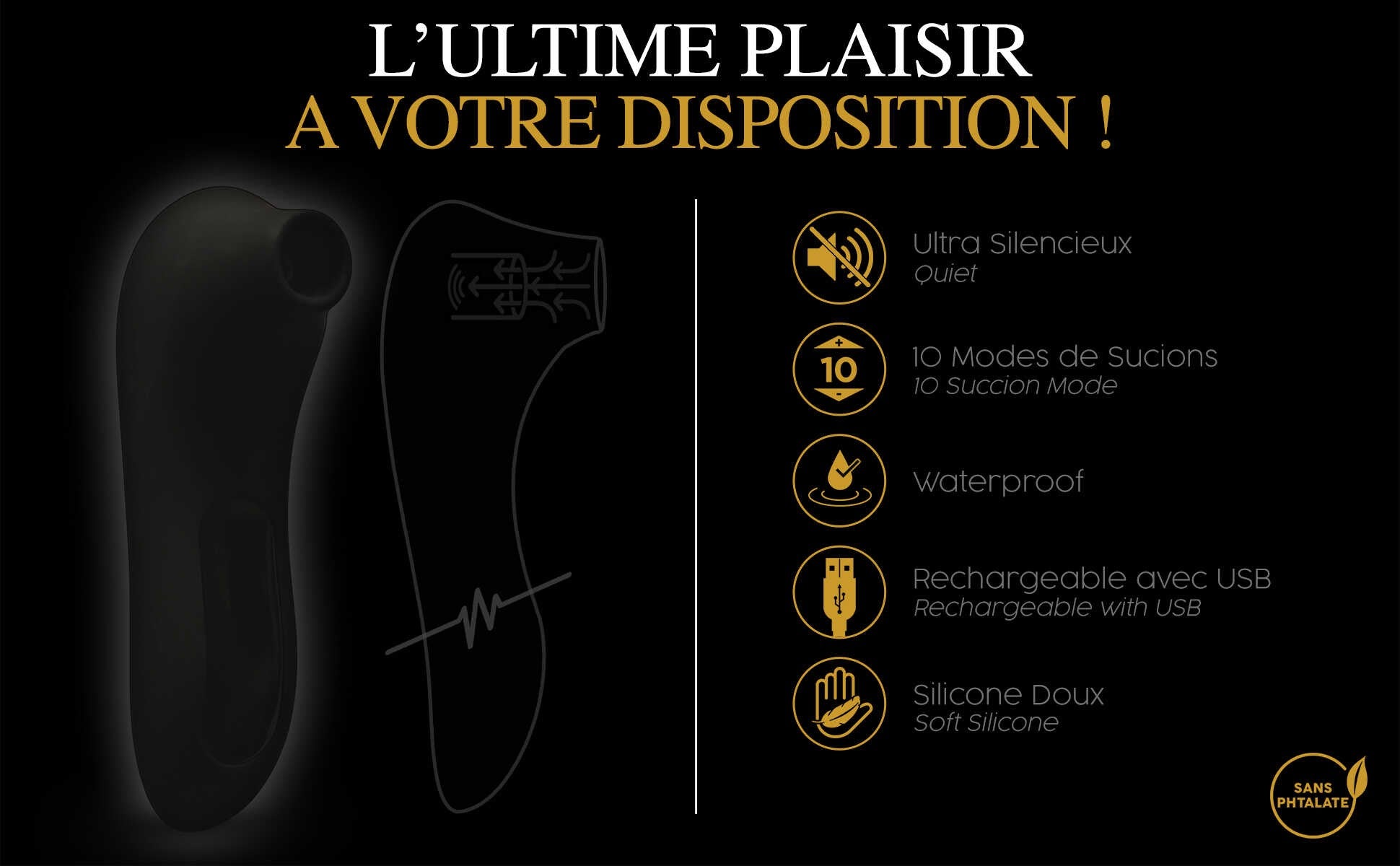 Le Maxi stimulateur clitoridien - Noir - vue 4