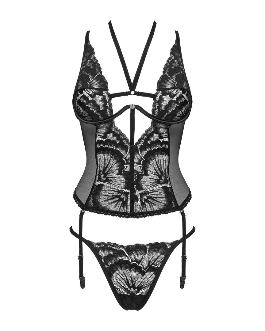 Alessya Corset et string noir - vue 7