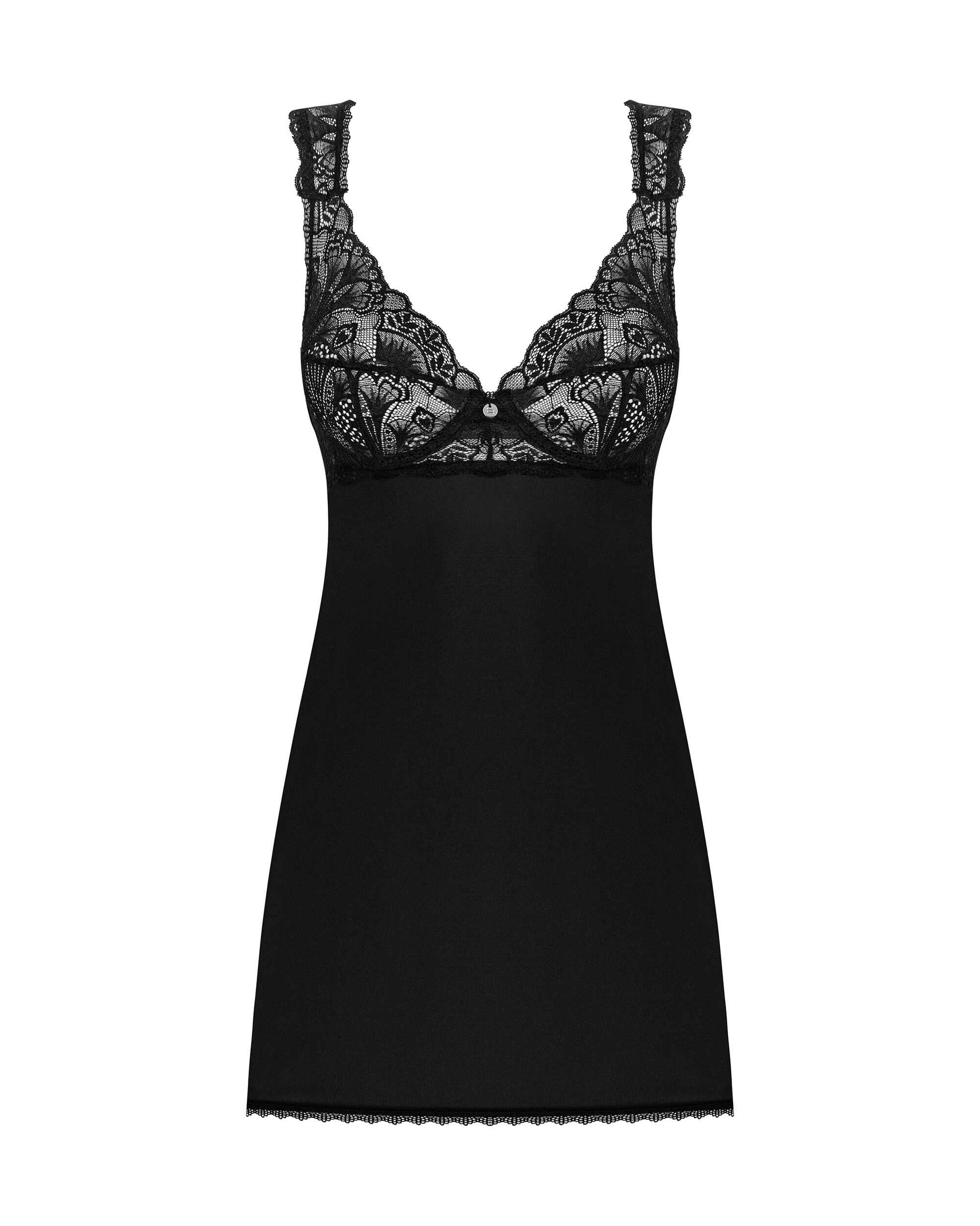 Donna Dream babydoll et String - Noire - vue 7