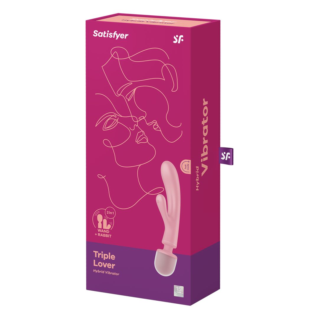 Triple lover Rabbit et Wand Satisfyer - Rose - vue 4
