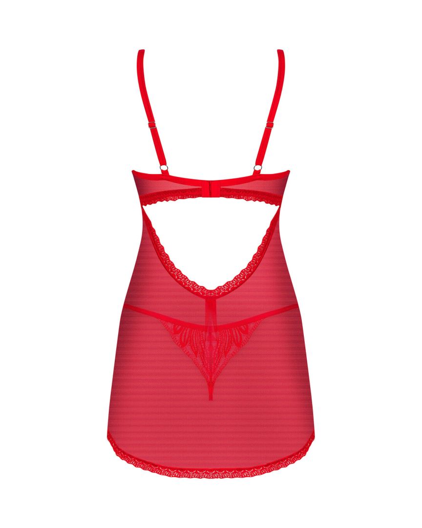 Chilisa babydoll et string - Rouge - vue 8