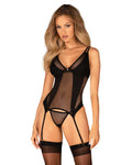 Nesari corset et string - Noir - Obsessive