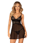 Chemeris babydoll et String - Noire - Obsessive