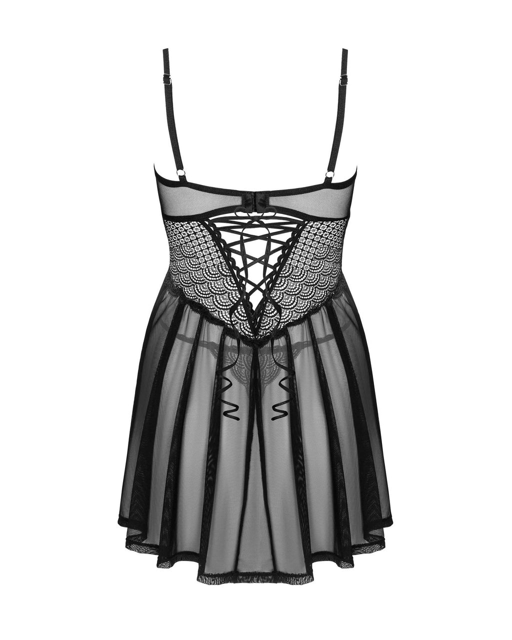 Chemeris babydoll et String - Noire - vue 8