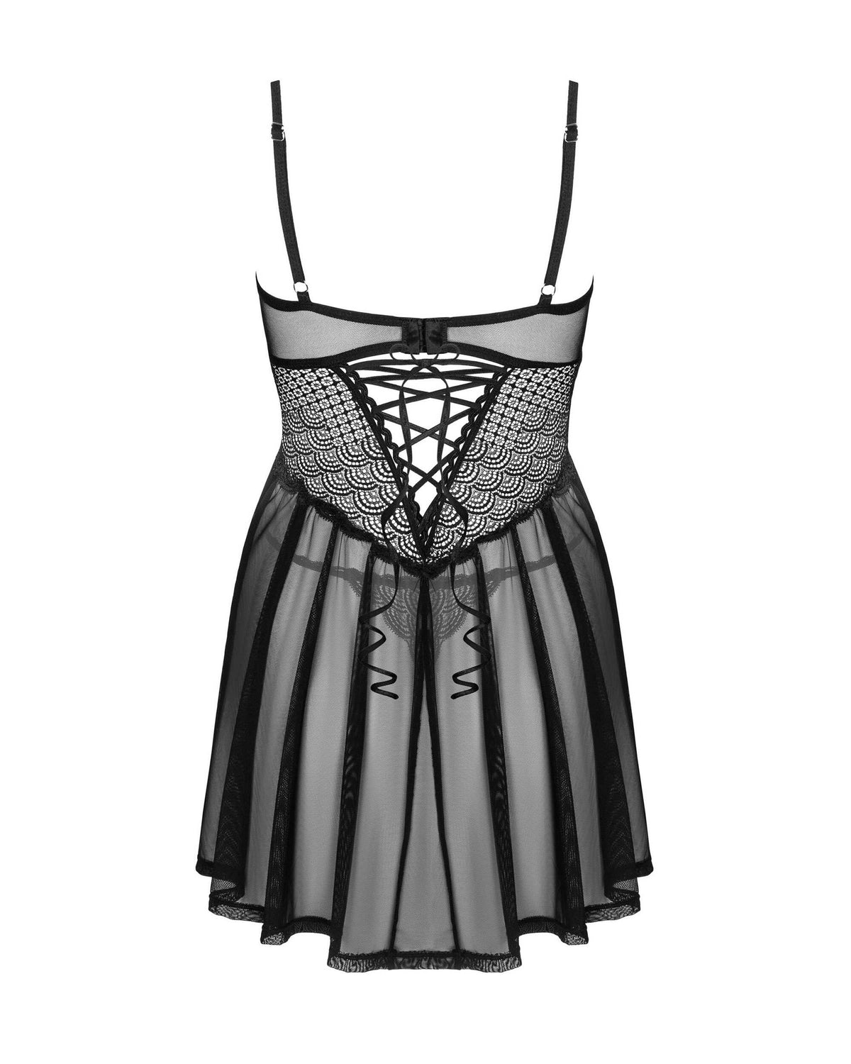 Chemeris babydoll et String - Noire - vue 8