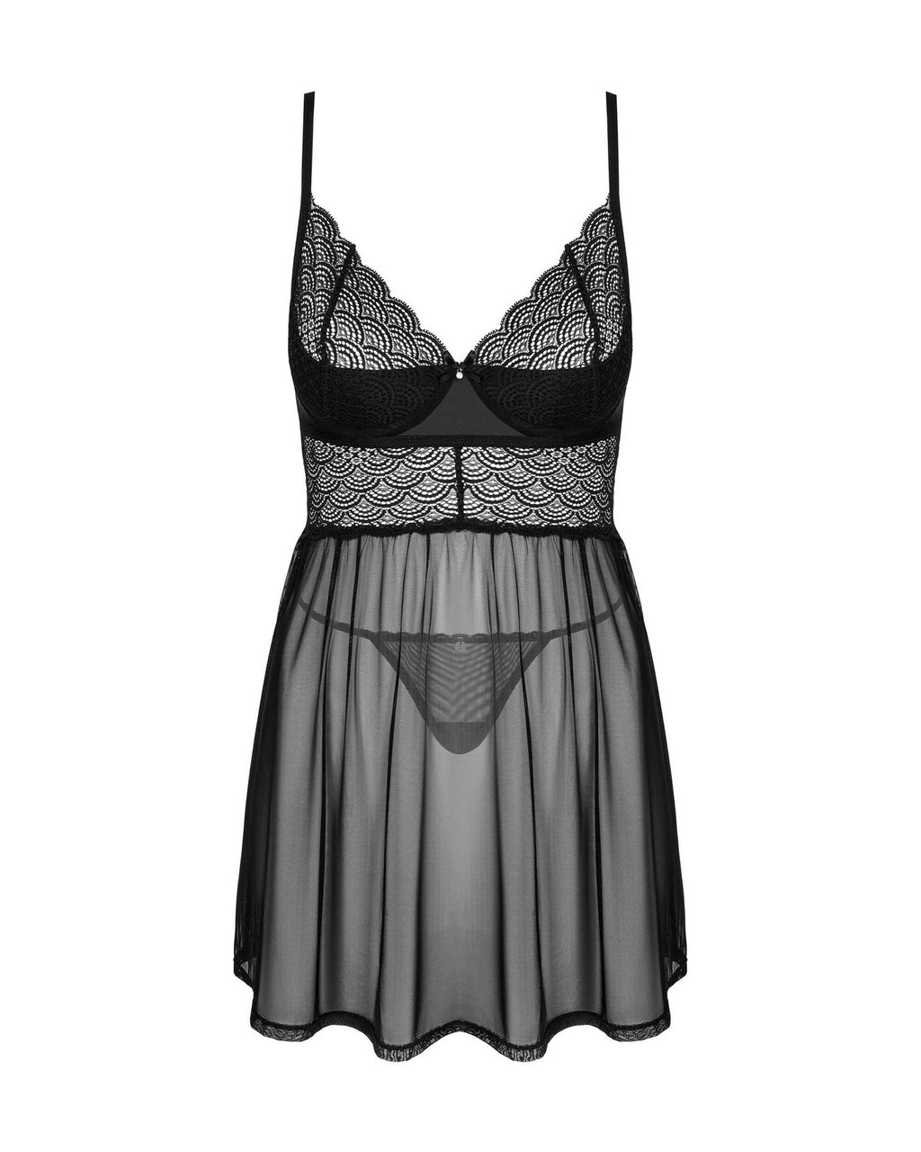 Chemeris babydoll et String - Noire - vue 7