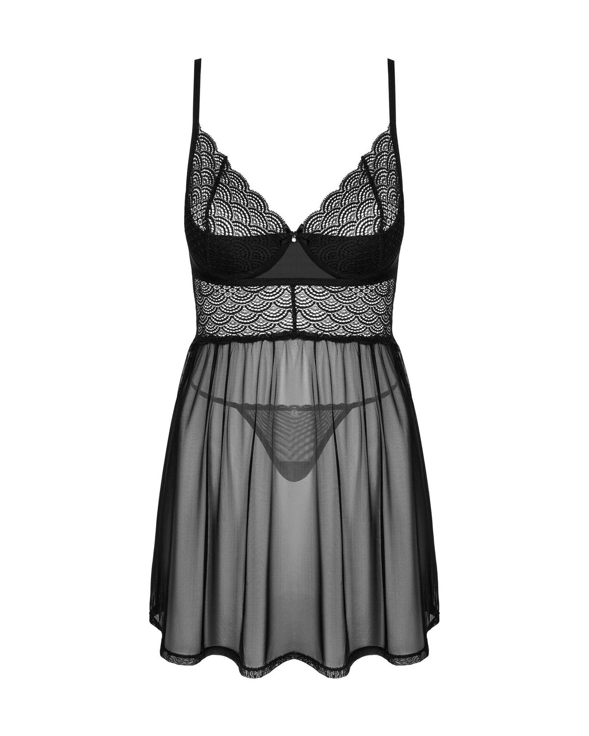Chemeris babydoll et String - Noire - vue 7