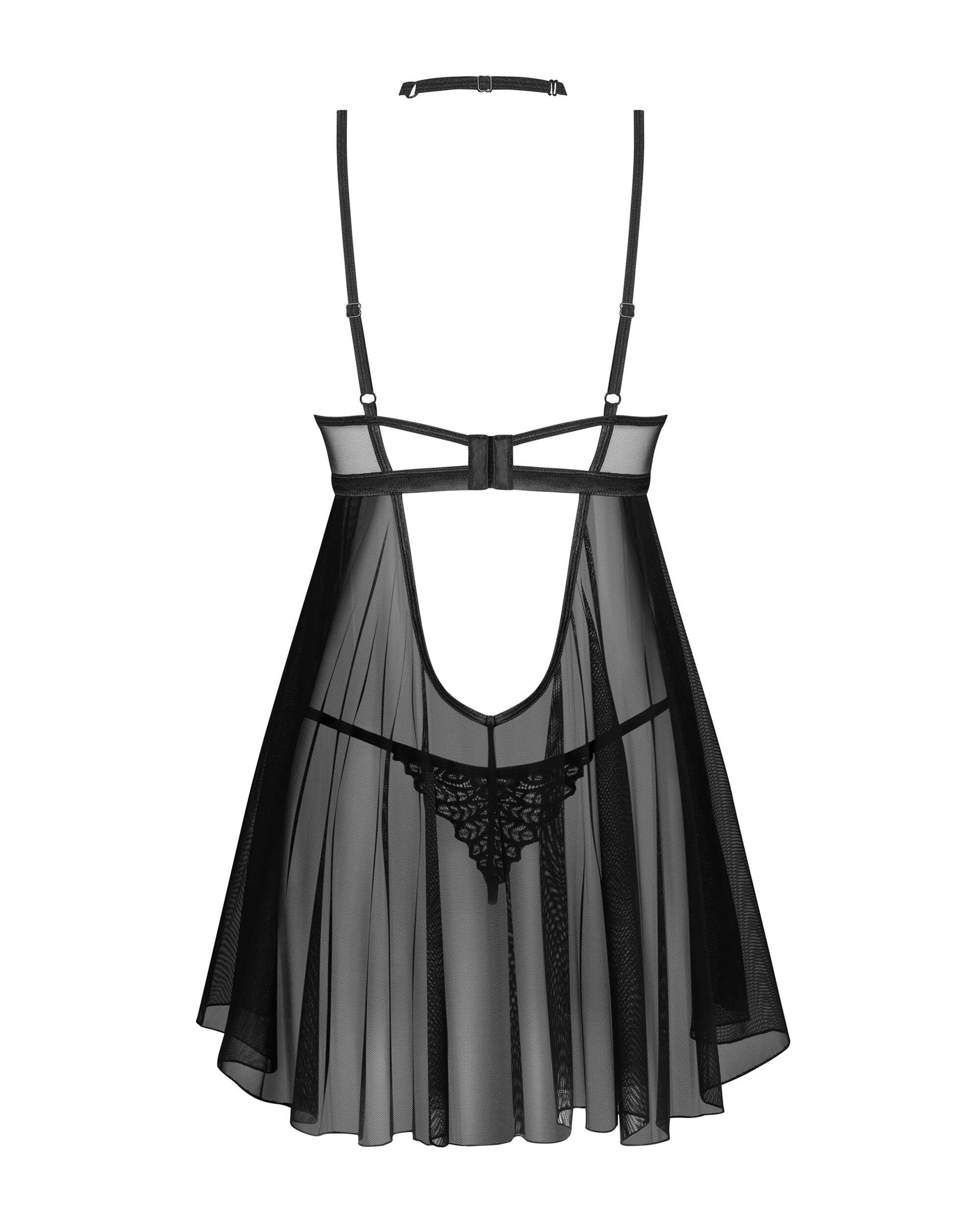 Donarella babydoll et String - Noire - NP - vue 6