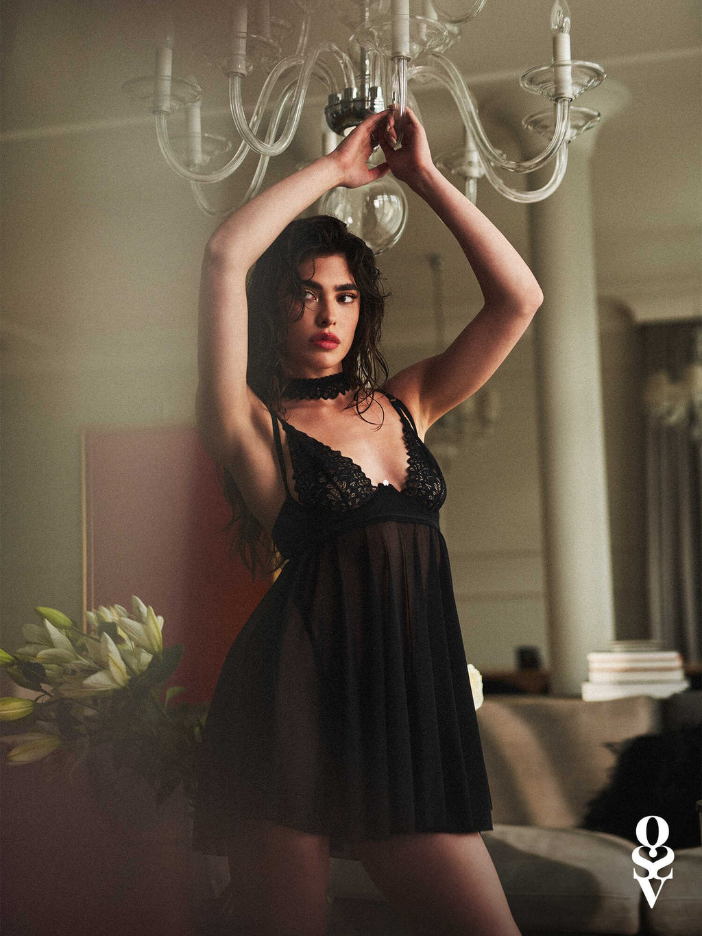 Donarella babydoll et String - Noire - NP - vue 4