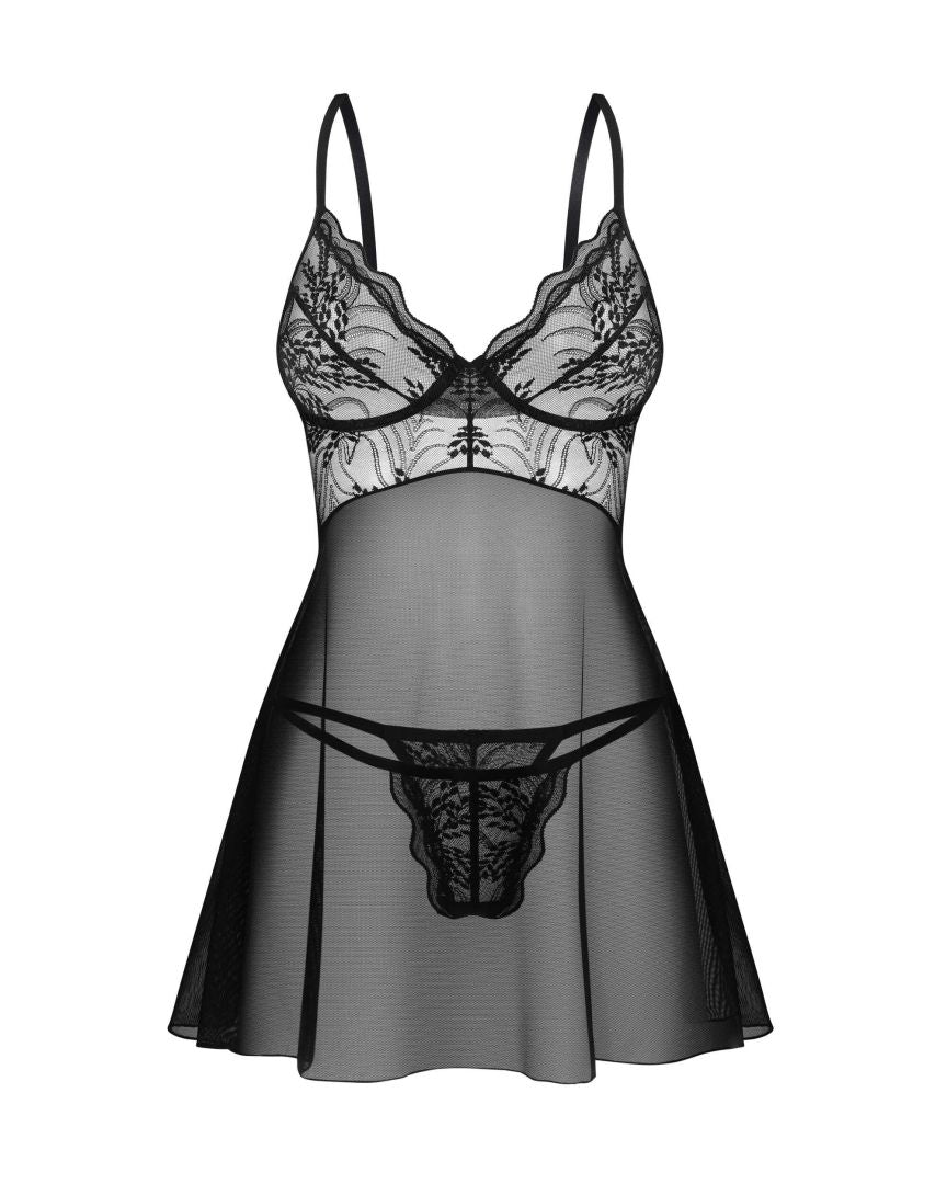 Perisia babydoll et string - Noirs - vue 3