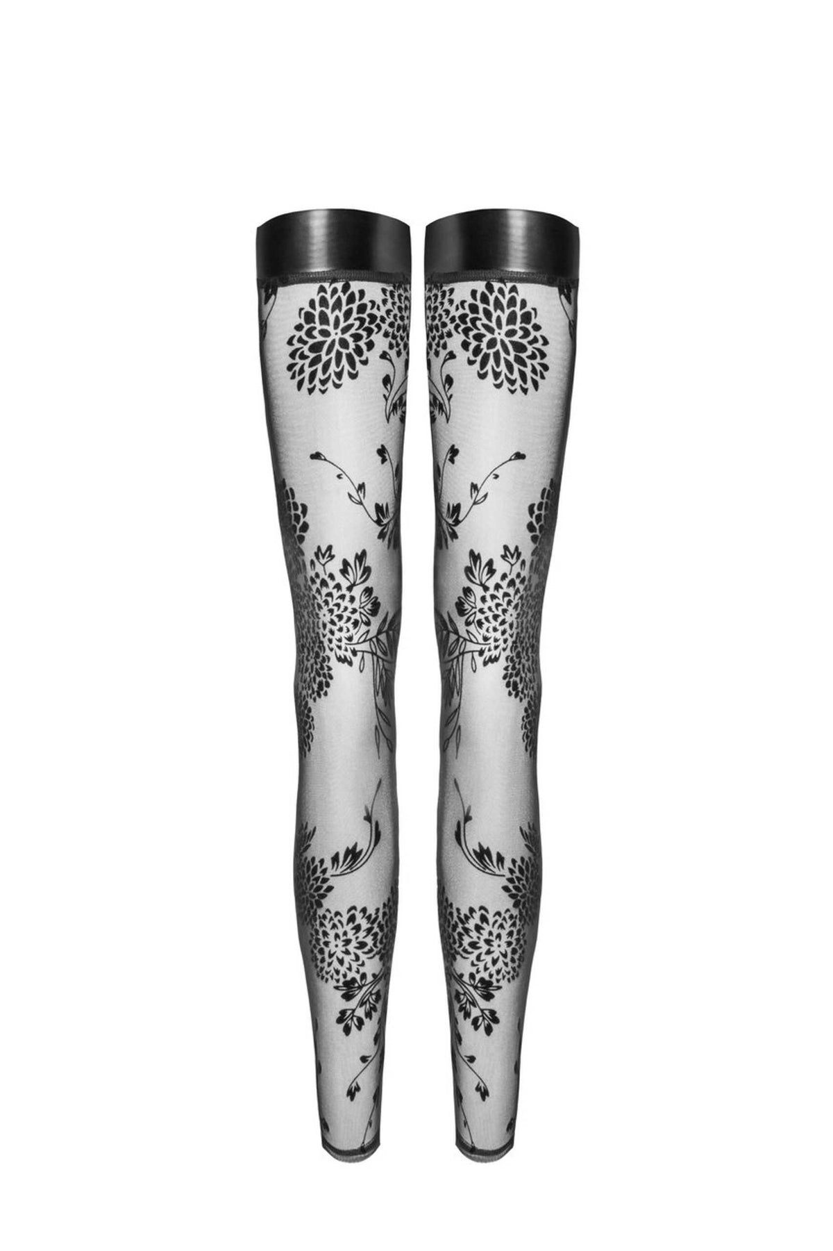 F243 Bas en tulle avec broderie flock à motifs - vue 4