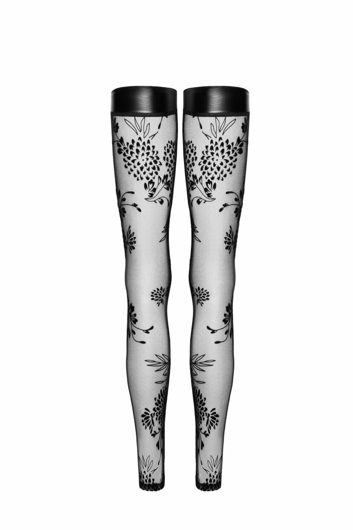 F243 Bas en tulle avec broderie flock à motifs - vue 5