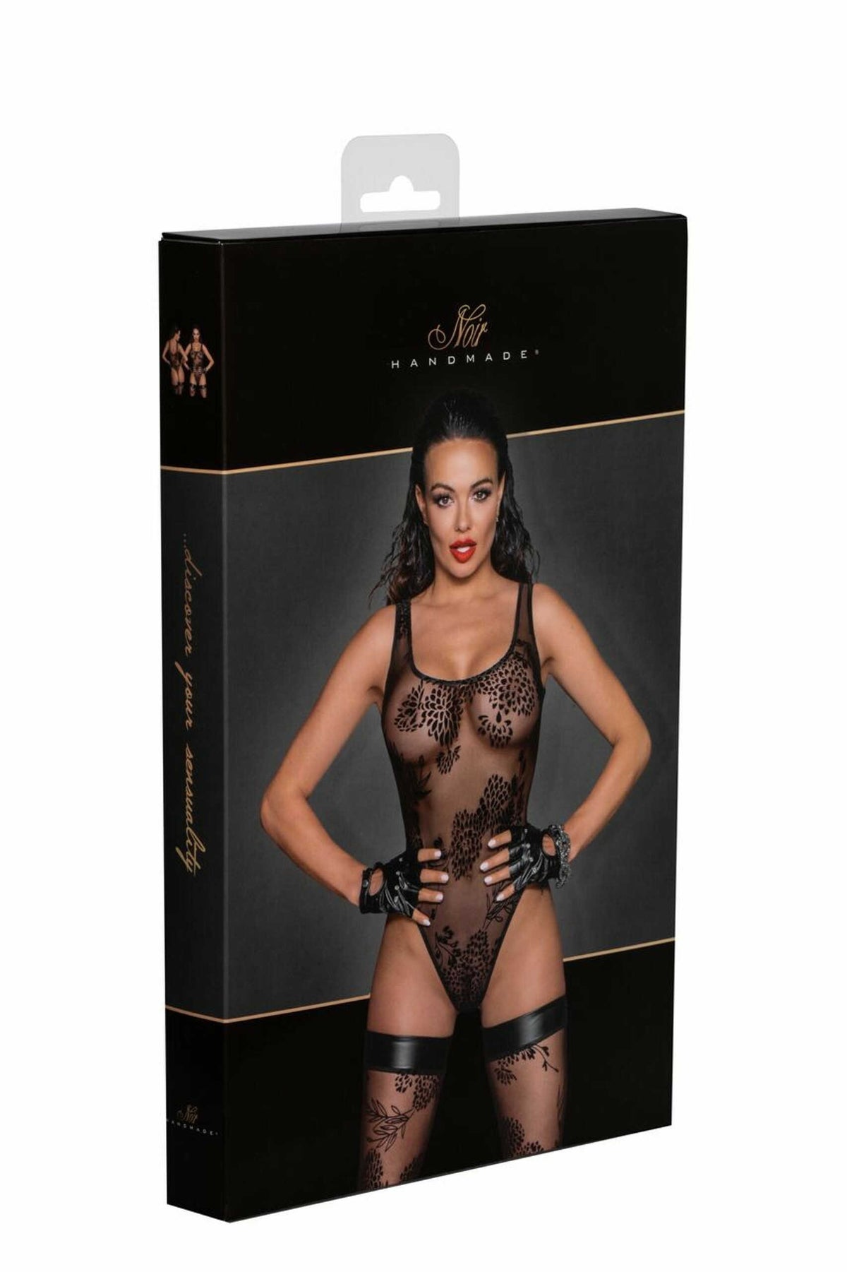 F242 Tulle body avec broderie flock à motifs - vue 7