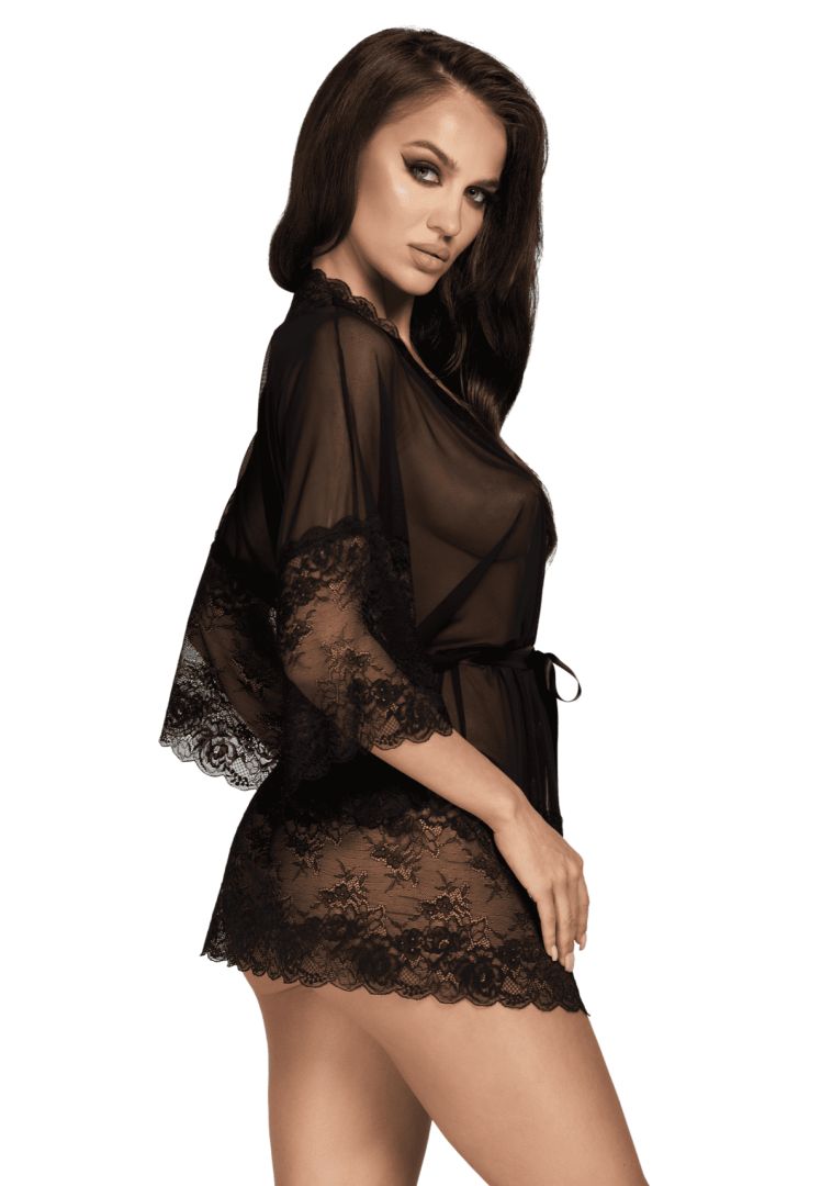Midnight kiss 245 Kimono - noir - vue 2