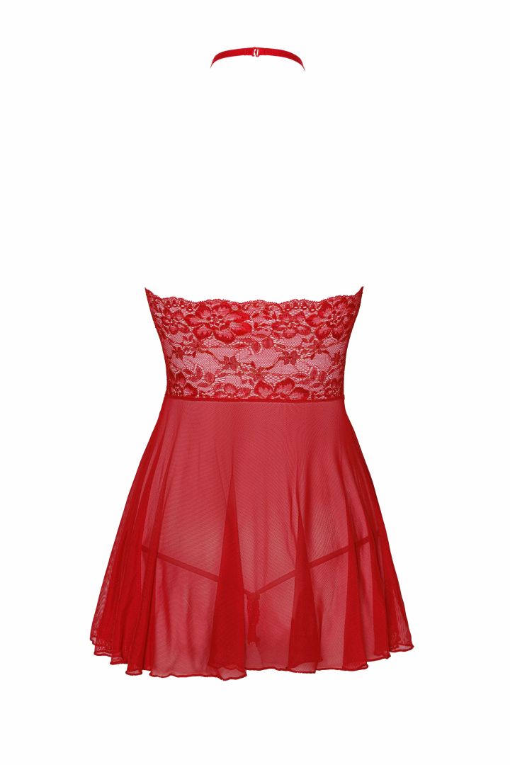 Sexy Kiss 247 babydoll et ruban de satin - Rouge - vue 6