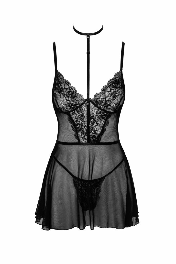 First Kiss 249 babydoll et collier - noire - vue 4