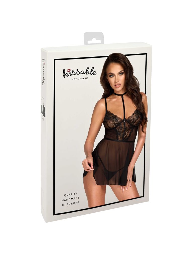 First Kiss 249 babydoll et collier - noire - vue 8