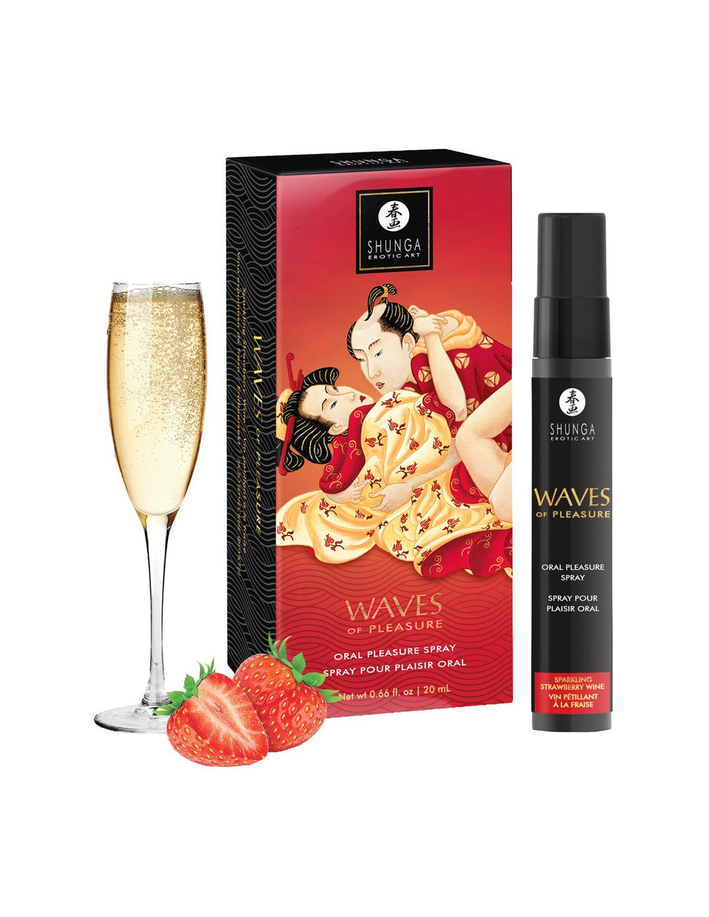 Waves of pleasure - Spray pour plaisir oral - Vin pétillant à la fraise - Shunga