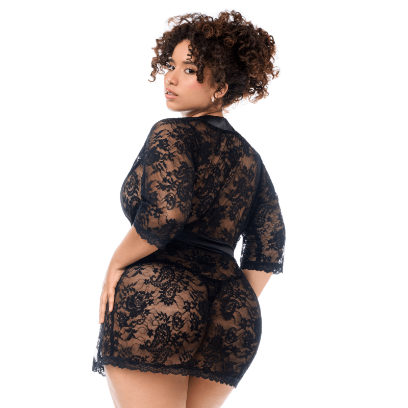 Peignoir en dentelle grande taille Mapalé avec string